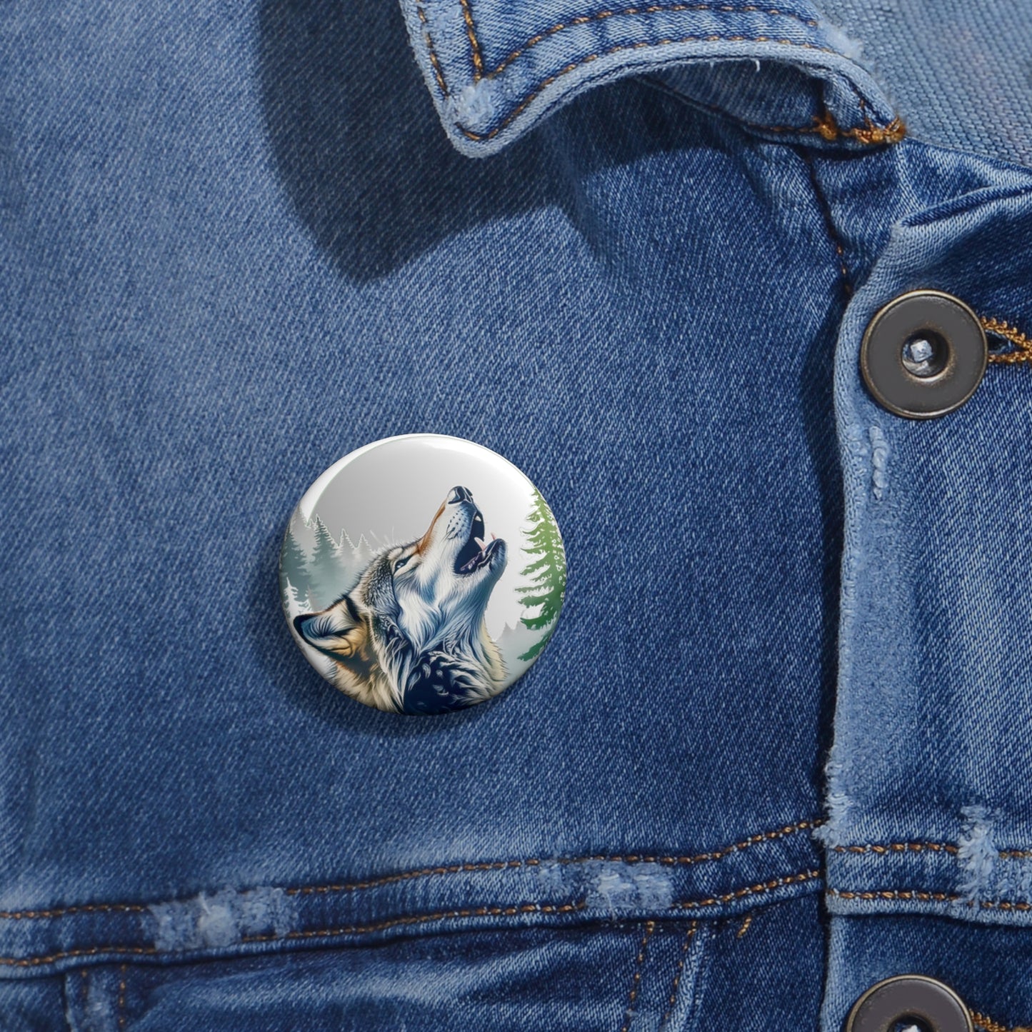 Howling Wolf Pin Button