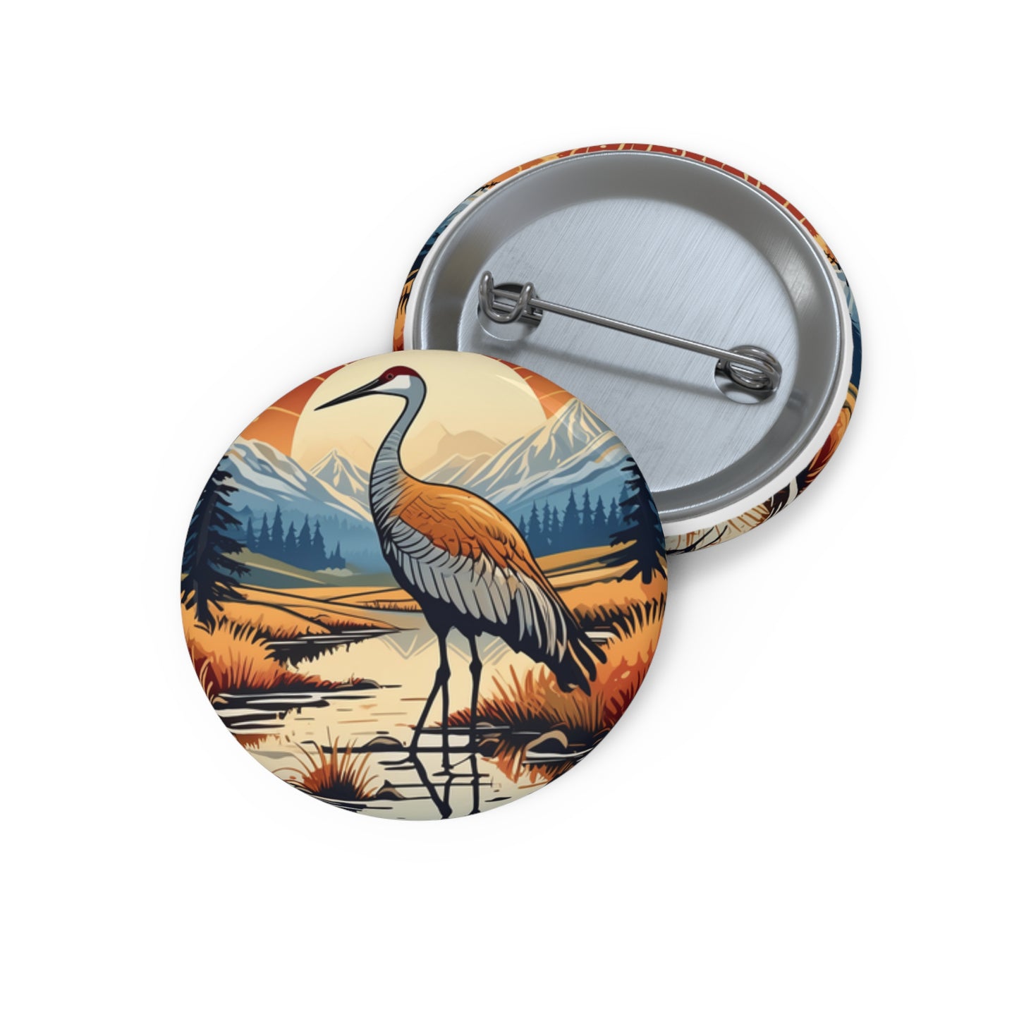 Sandhill Crane Pin Button