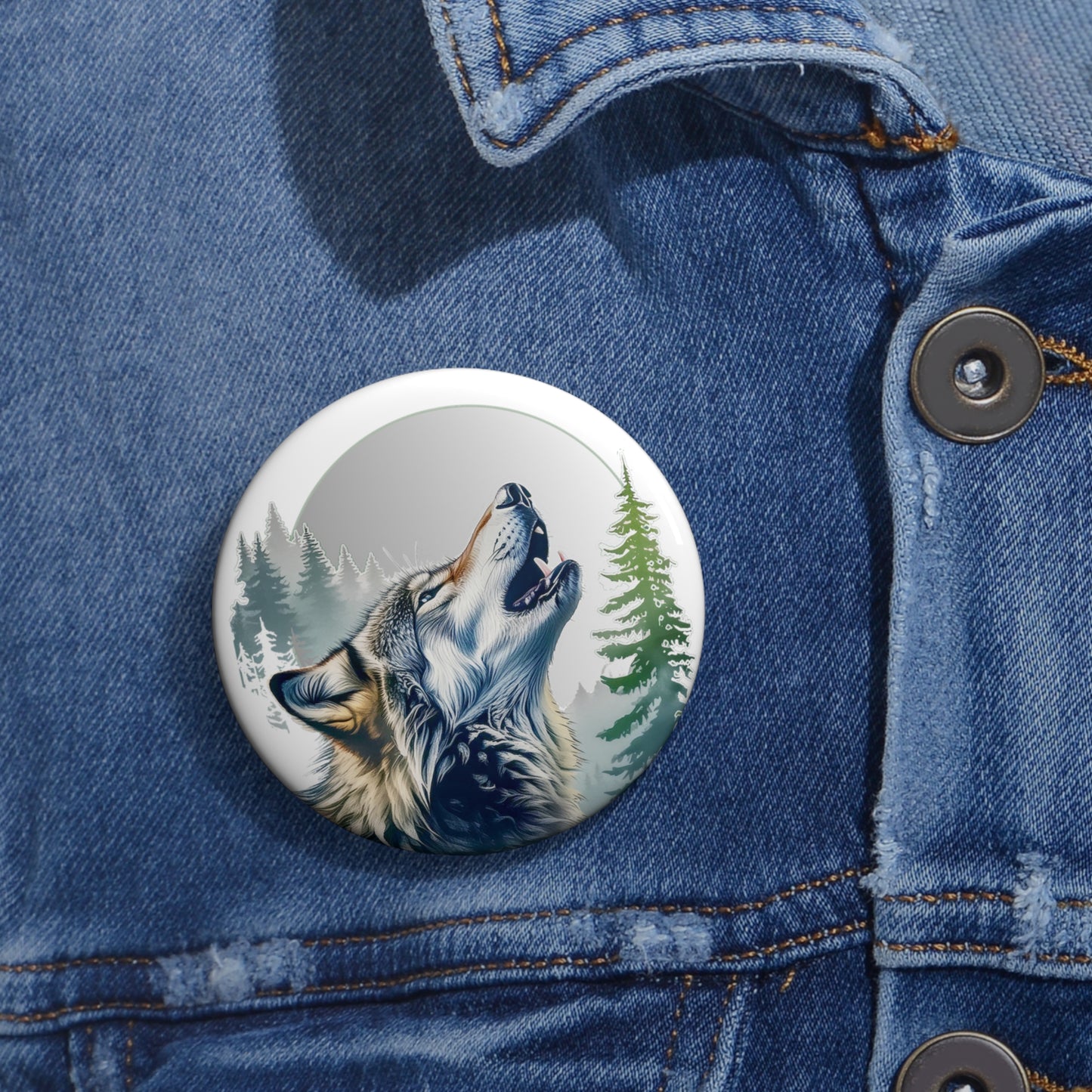 Howling Wolf Pin Button