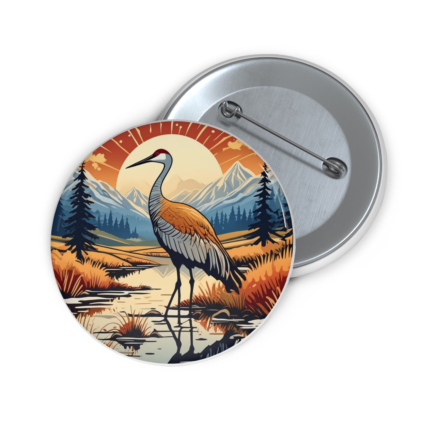 Sandhill Crane Pin Button