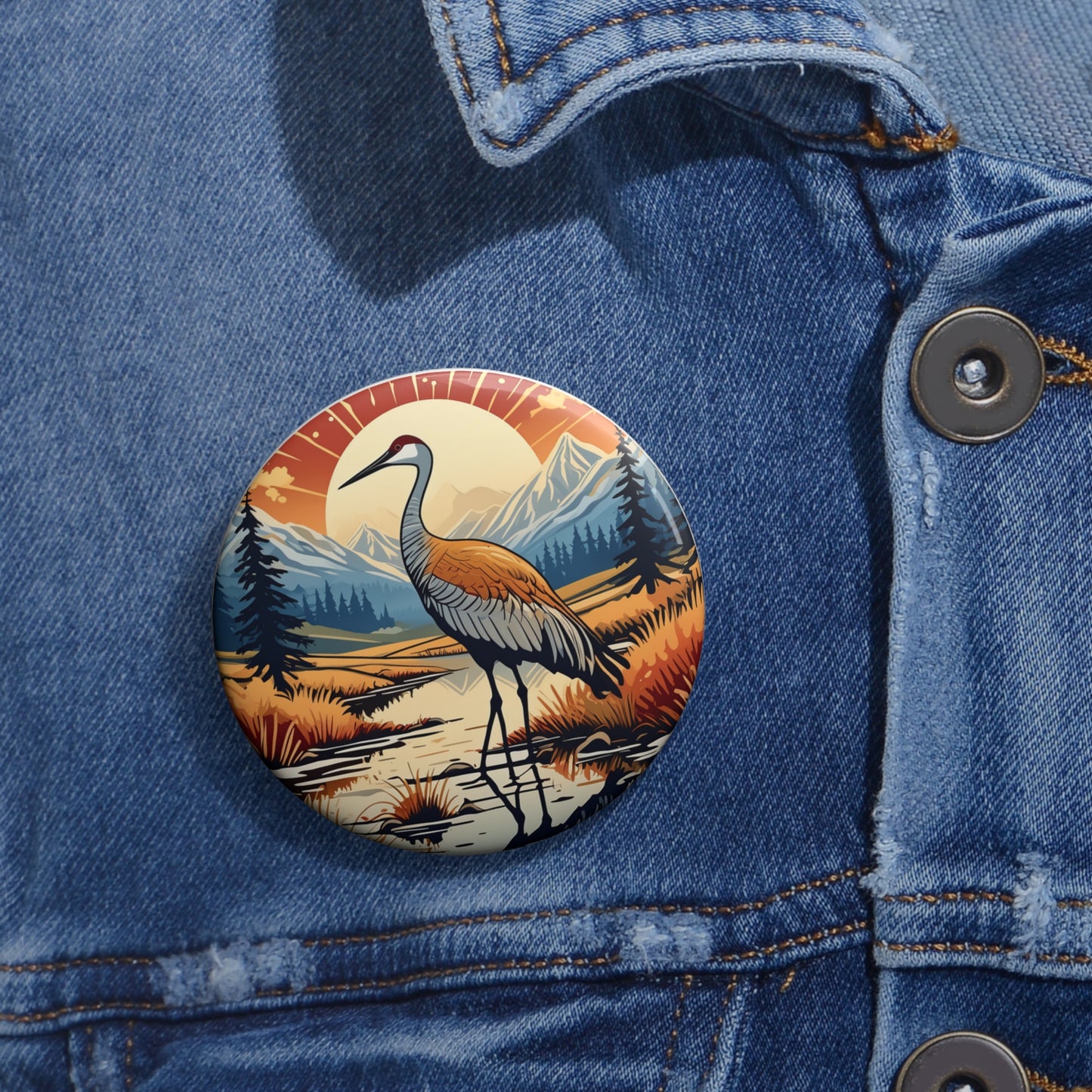 Sandhill Crane Pin Button