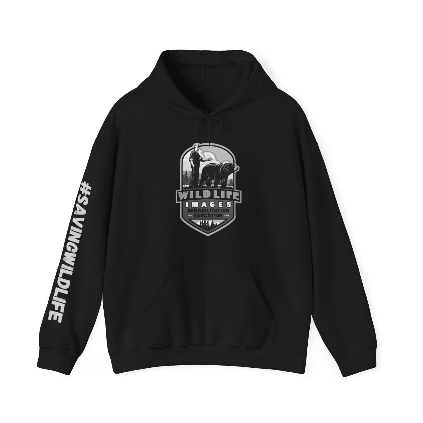 Grey Logo on black - Hooded Sweatshirt