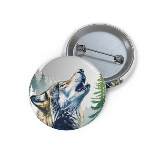 Howling Wolf Pin Button