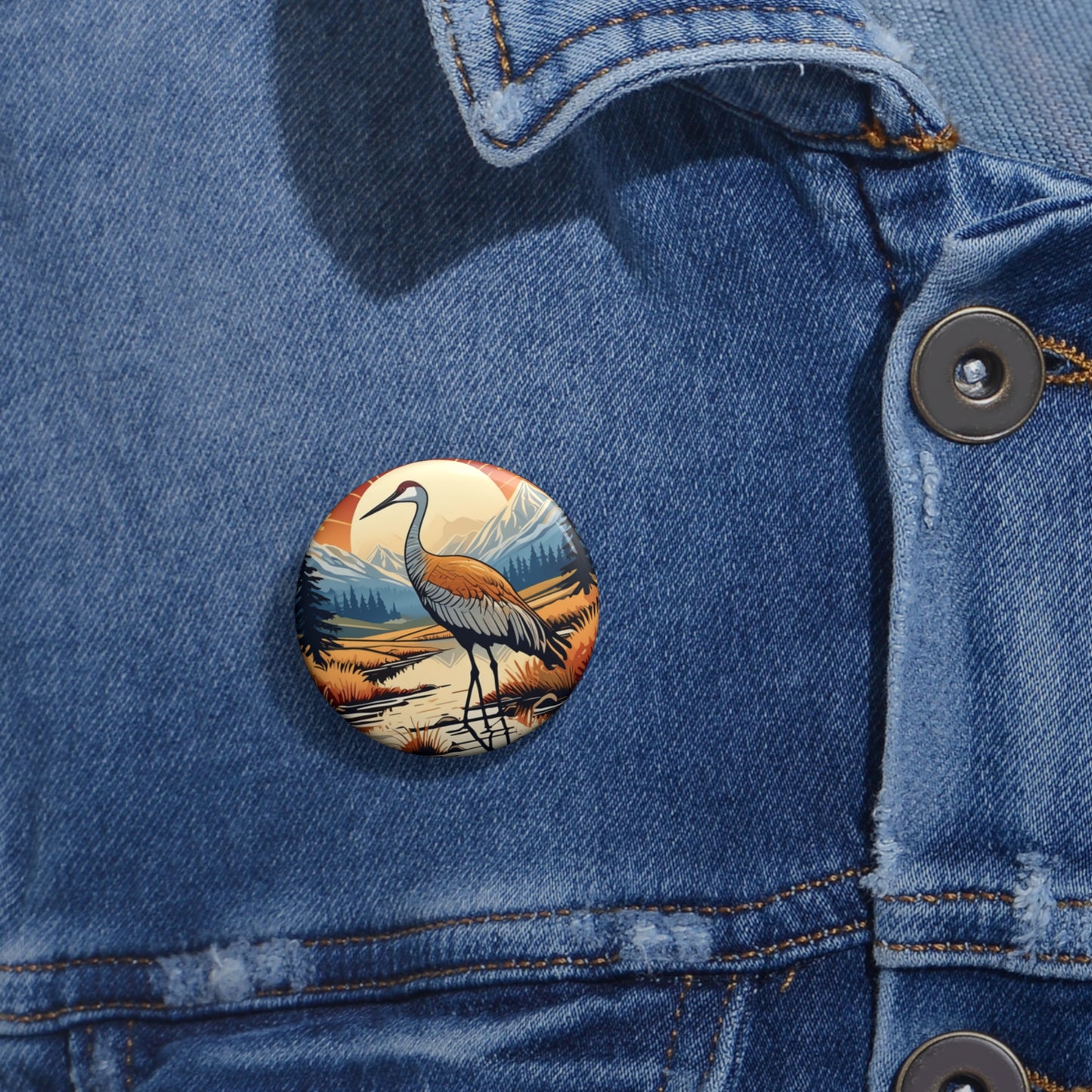 Sandhill Crane Pin Button